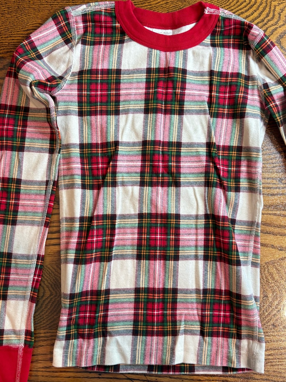 Hanna Andersson Red Green Plaid Kids Pajama Top